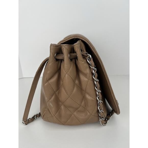 CHANEL Caviar Timeless CC Accordion Flap Beige Shoulder Bag - Picture 10 of 16